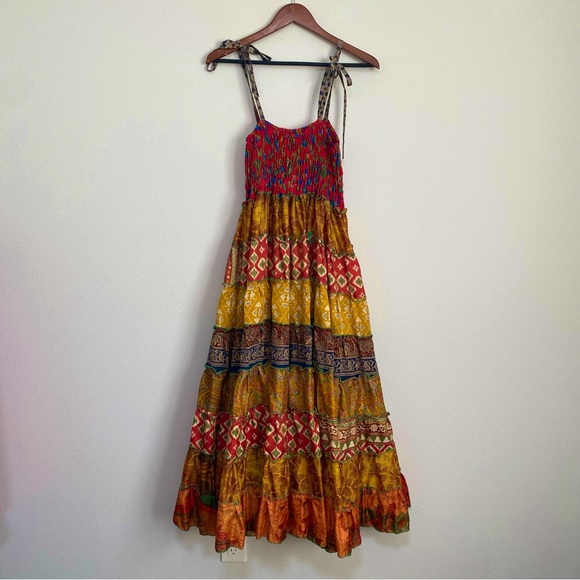 Patchwork Tiered Maxi Dress - Picture 1 of 5